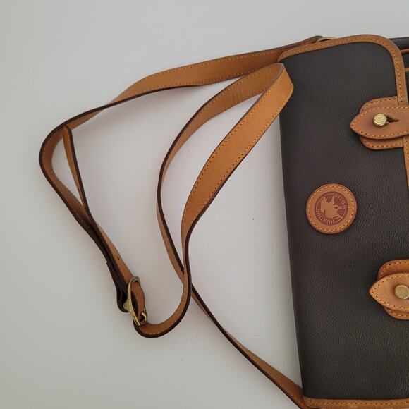 HUNTING WORLD Shoulder Bag Dark Brown Authentic Made in Italy Two Tone Leather - Picture 12 of 12